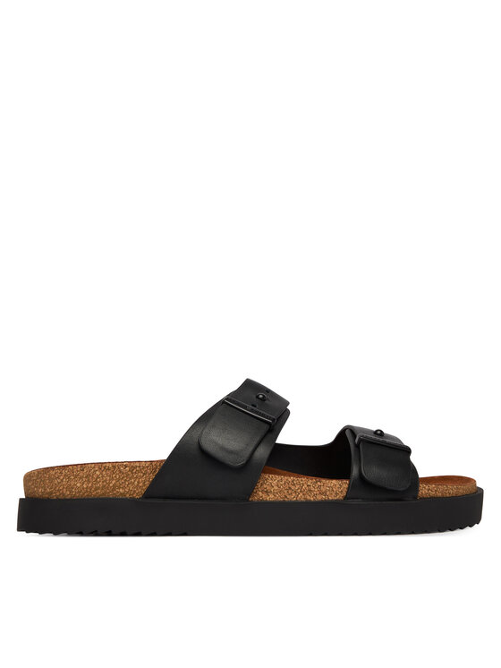 Tommy Hilfiger Tommy Hilfiger Iešļūcenes Cork Adjustable Lth Sandal FM0FM05754 Melns