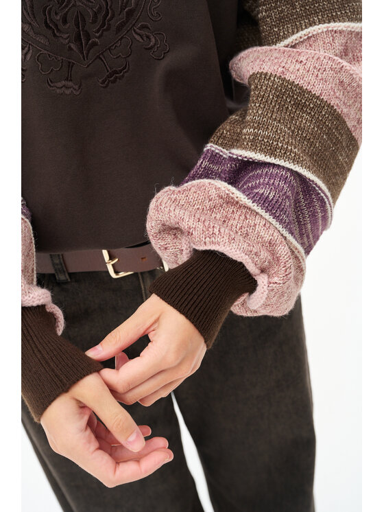 blue shadow blue shadow Sweter Aliza Brązowy Regular Fit