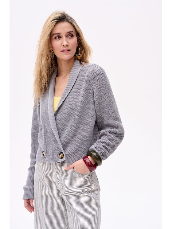 blue shadow blue shadow Kardigan Mixi Szary Regular Fit
