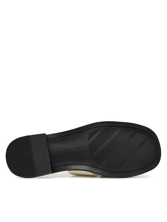 Tommy Hilfiger Tommy Hilfiger Klapki Leather Crest Square Toe Sandals FW0FW09126 Kremowy