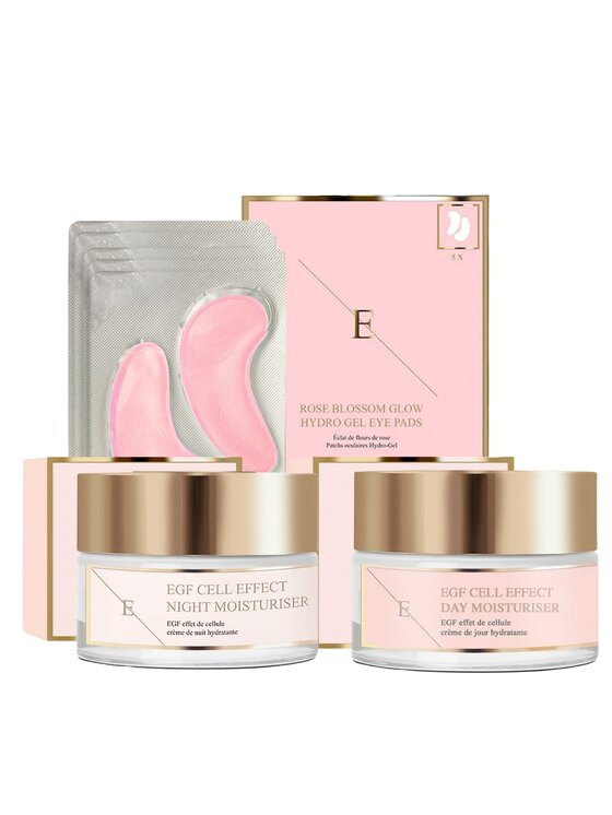 Erthskin London Erthskin London EGF Cell Effect day Moistruseir + EGF Cell Effect Night Moisturier + Rose Blossom eye pads Zestaw do pielęgnacji