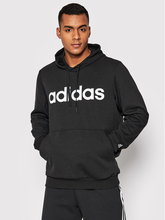 adidas adidas Mikina Essentials French Terry Linear Logo GK9064 Čierna Regular Fit