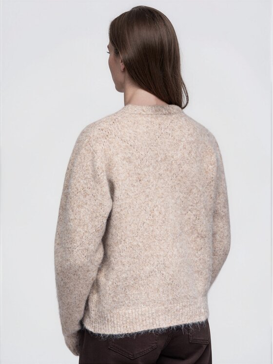 Ombre Ombre Sweter OW-SW-E0047 Beżowy Regular Fit