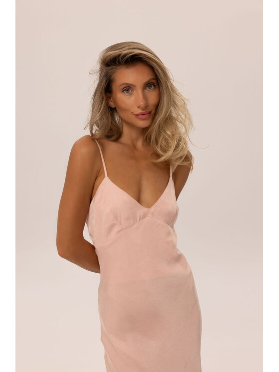 Hottie Hot Hottie Hot Sukienka letnia MARGARET cupro Różowy Slim Fit