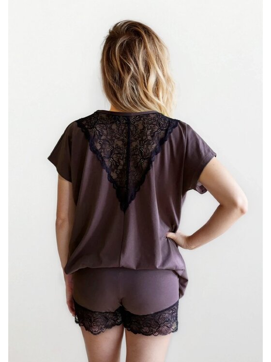 DKaren Lingerie DKaren Lingerie Piżama Tamara3 Brązowy Classic Fit