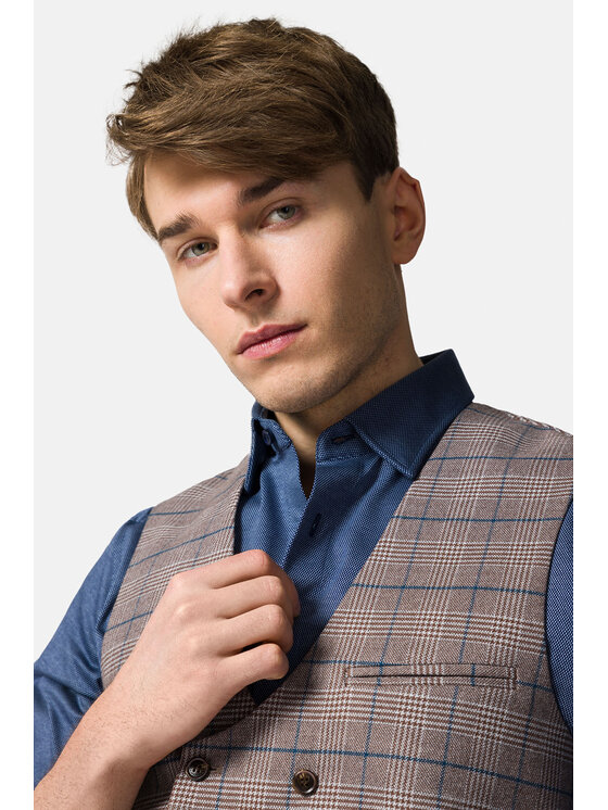 Lancerto Lancerto Kamizelka Formia KA131123000008 Brązowy Slim Fit