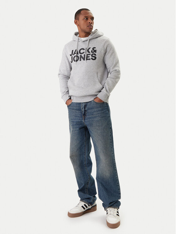 Jack & Jones Jack & Jones Džemperis ar kapuci Corp Logo 12152840 Pelēks Regular Fit