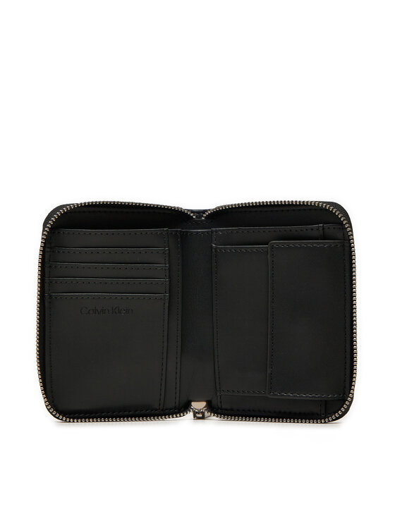 Calvin Klein Calvin Klein Mazs sieviešu maks Line Quilt Medium Zip Around K60K613066 Melns