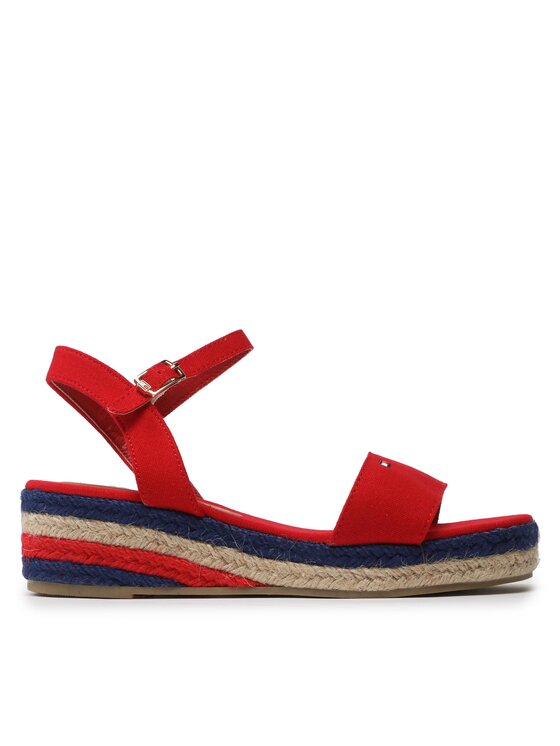 Espadrile Tommy Hilfiger Rope Wedge T3A7-32778-0048300 S Red 300