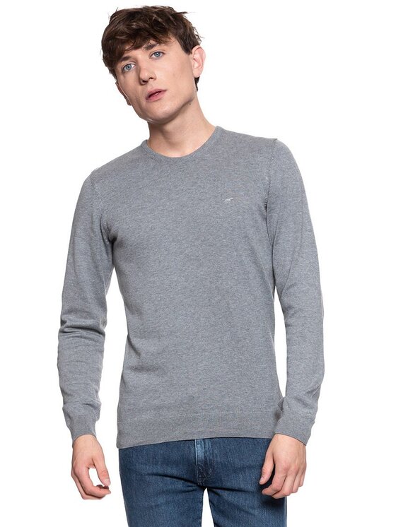Mustang Mustang Sweter BASIC C-NECK JUMPER Szary Regular Fit