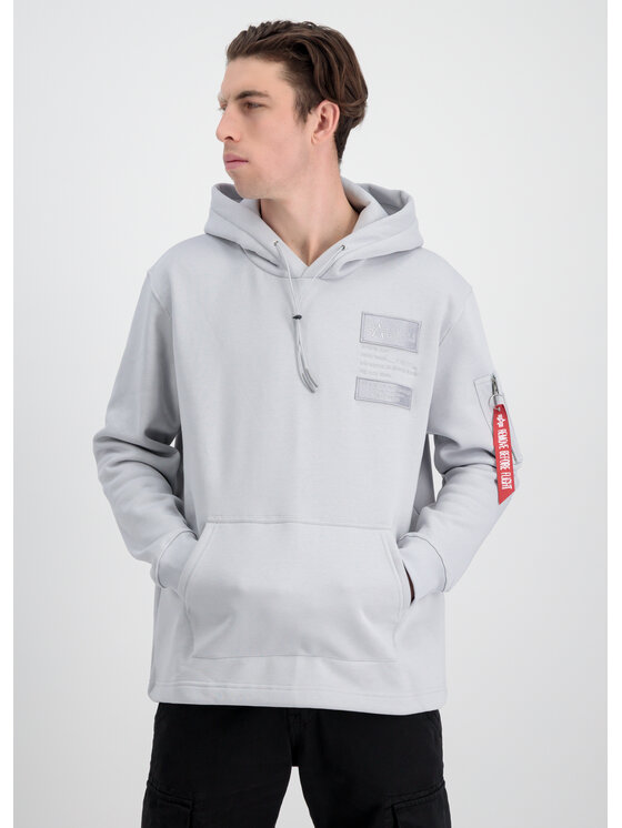 Alpha Industries Alpha Industries Bluza Patch Loose Fit Hoodie Szary Oversize