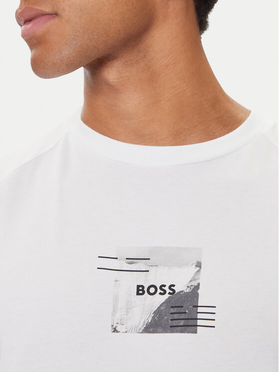 BOSS BOSS T-Shirt Stripe Zone 50548093 Bílá Relaxed Fit