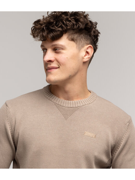 Lee Cooper Lee Cooper Sweter BILL ORGANIC Beżowy Regular Fit