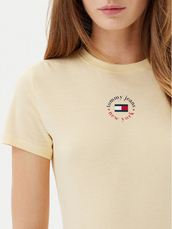 Tommy Jeans Tommy Jeans T-Shirt Essential DW0DW20316 Żółty Slim Fit