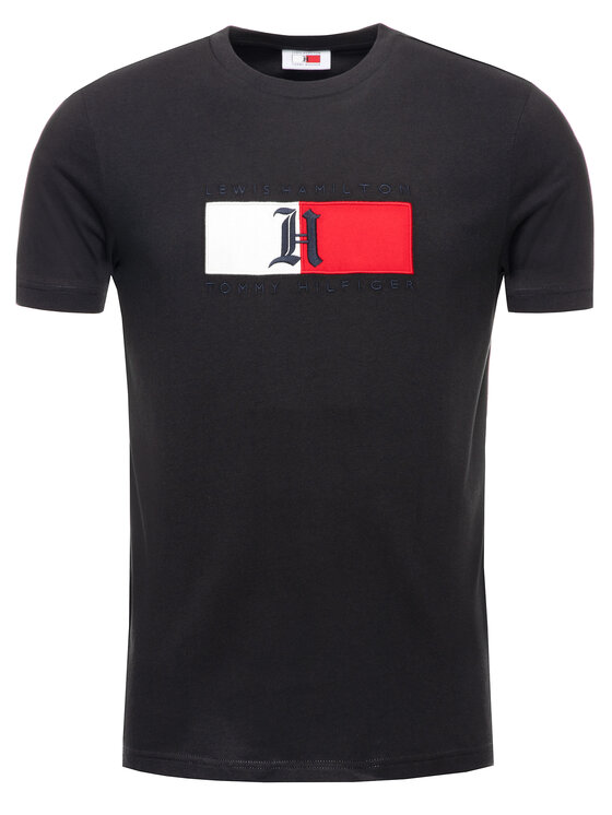 Tommy Hilfiger Tommy Hilfiger T-Shirt LEWIS HAMILTON Flag MW0MW11428 Μαύρο Regular Fit