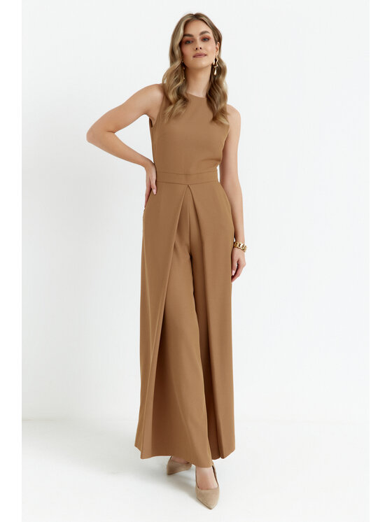 Makover Makover Kombinezon K184 Beżowy Modern Slim Fit