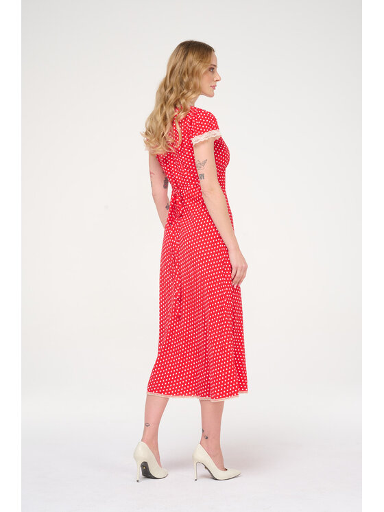 Castellani Castellani Sukienka codzienna Polka Czerwony Regular Fit