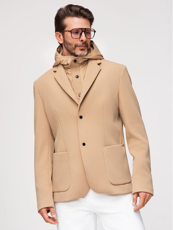 Ombre Ombre Marynarka M167 Brązowy Regular Fit