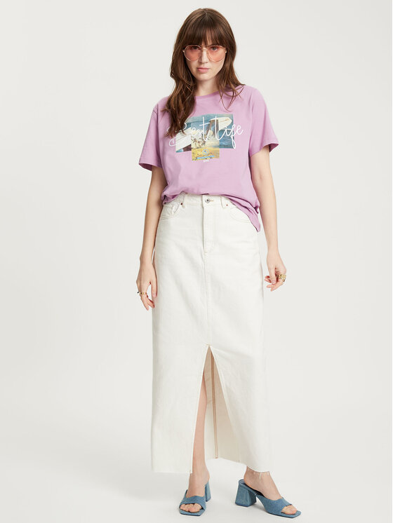 Cross Jeans Cross Jeans T-Shirt 56054-012 Fioletowy Regular Fit