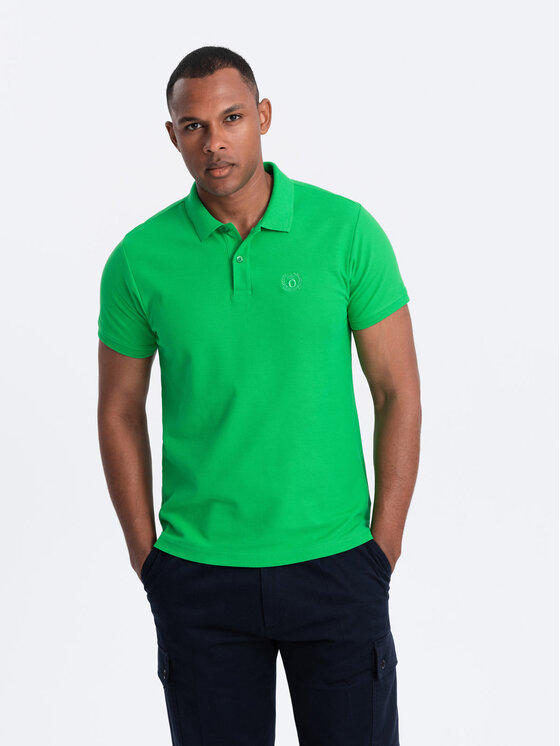 Ombre Ombre Polo OM-POBS-0100 Zielony Regular Fit