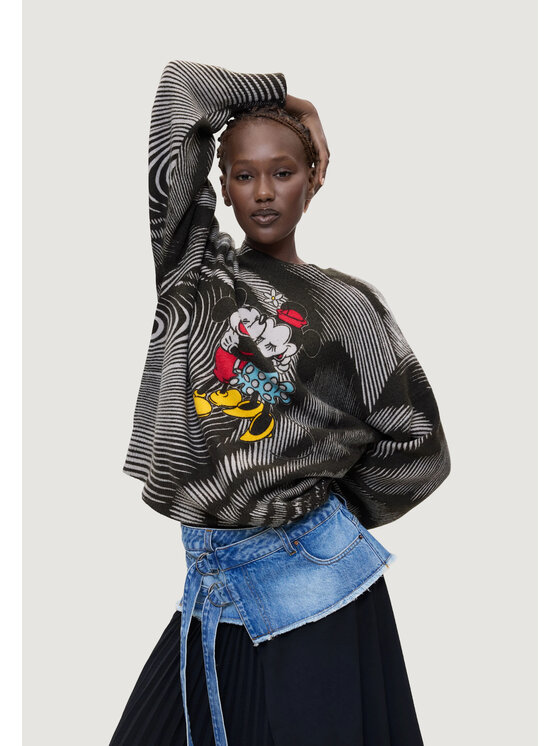 Desigual Desigual Sweter JERS_HUG MICKEY Czarny Casual Fit