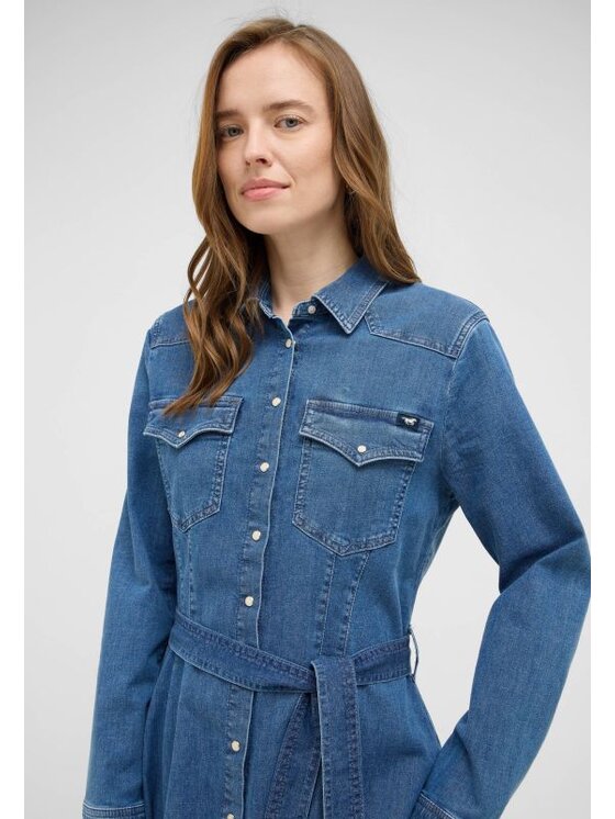 Mustang Mustang Sukienka codzienna Style Elisa Denim Dress Niebieski Regular Fit