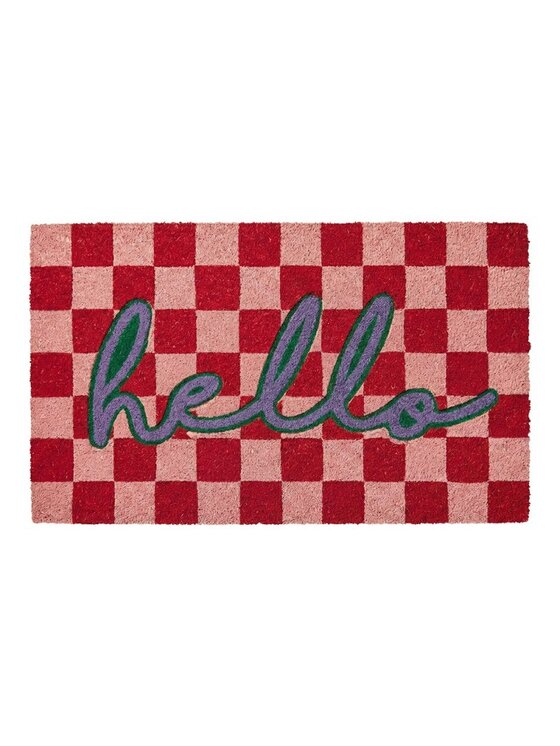 MIAhome MIAhome Wycieraczka wejściowa kokos Hello 75x45 cm Czerwony