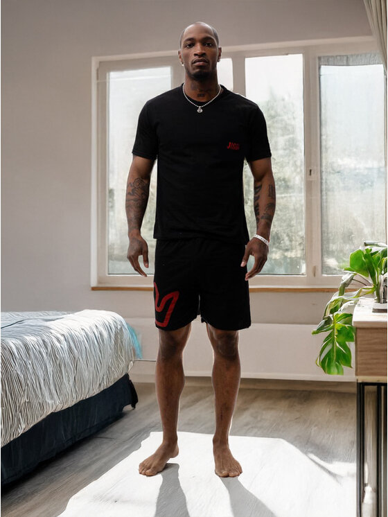 Jigga Wear Jigga Wear Piżama Piżama Męska Bawełniana Czarna Jigga Wear Korona na gumce wygodna XL Czarny Regular Fit