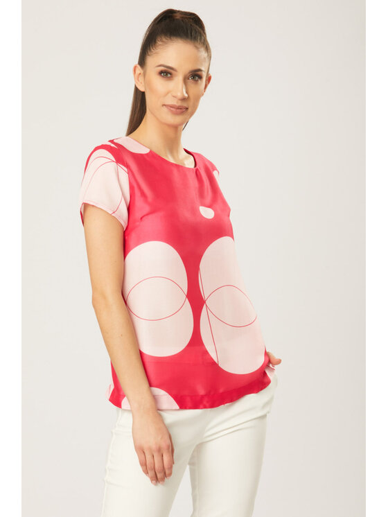 QUIOSQUE QUIOSQUE Blúzka PINK DOTS BLOUSE Bordová Regular Fit
