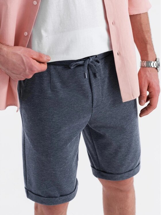 Ombre Ombre Szorty materiałowe OM-SRCS-0177 Granatowy Regular Fit