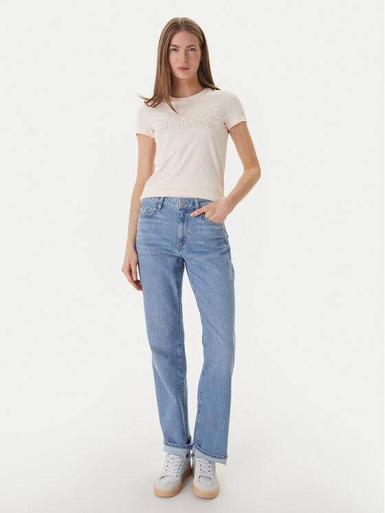 Guess Guess T-Shirt W5GI04 J1314 Růžová Slim Fit