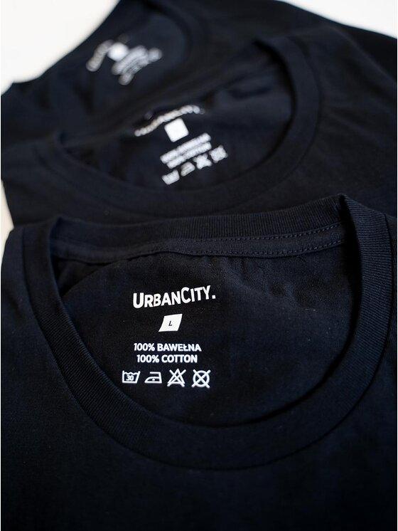 Urban City Urban City Komplet 3 t-shirtów Zestaw 3 T-Shirtów Męskich Czarny Urban City No Logo Basic XL Czarny Regular Fit