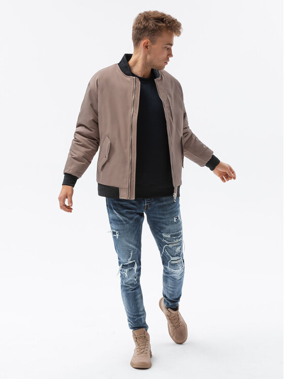 Ombre Ombre Bunda bomber C516 Béžová Regular Fit