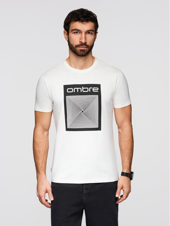Ombre Ombre T-Shirt OM-TSPT-0260 Biały Regular Fit