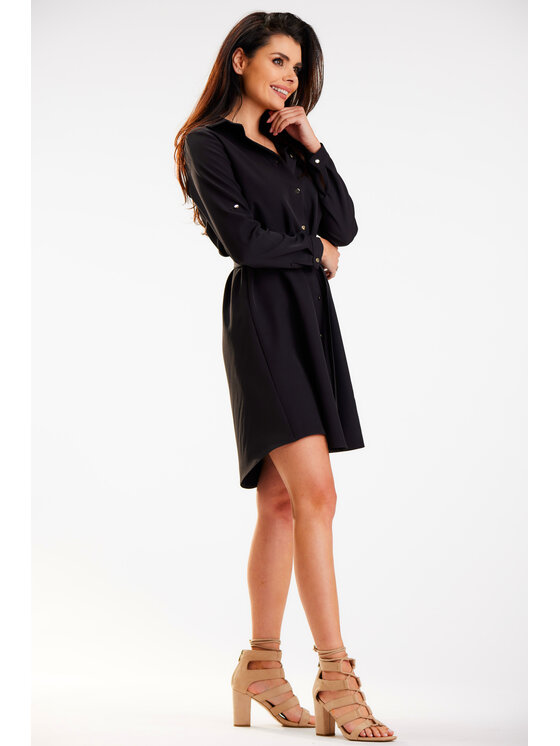Awama Awama Sukienka letnia A568 Czarny Basic Fit