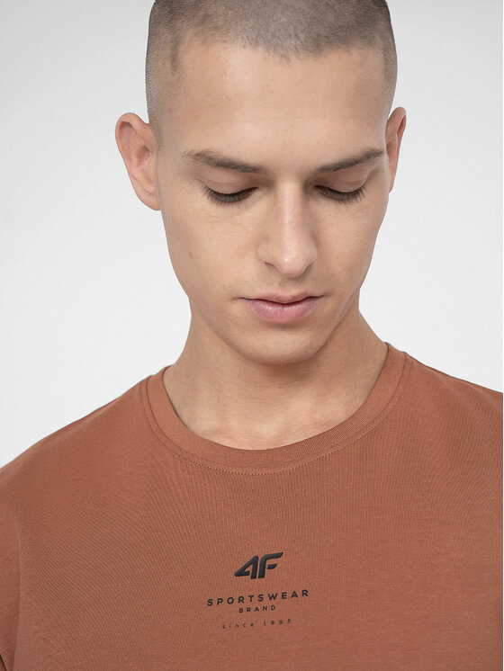 4F 4F T-Shirt 4FSS23TTSHM363 Brązowy Regular Fit