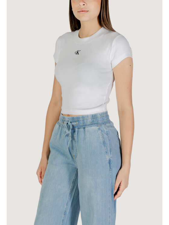 Calvin Klein Jeans Calvin Klein Jeans T-shirt CK RIB BABY TEE Bianco Rib Fit