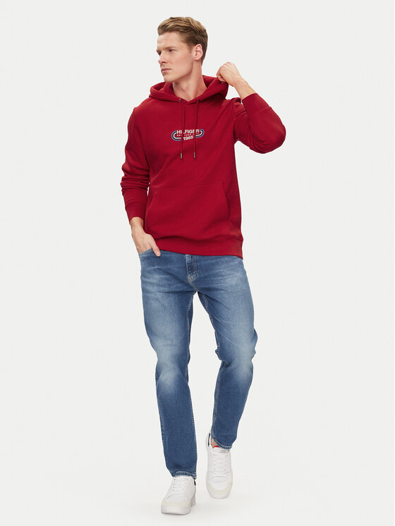 Tommy Hilfiger Tommy Hilfiger Pulóver Track Graphic MW0MW34445 Piros Regular Fit