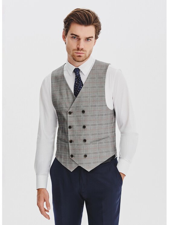 Pako Lorente Pako Lorente Kamizelka garniturowa P25WF-8X-005 Szary Slim Fit