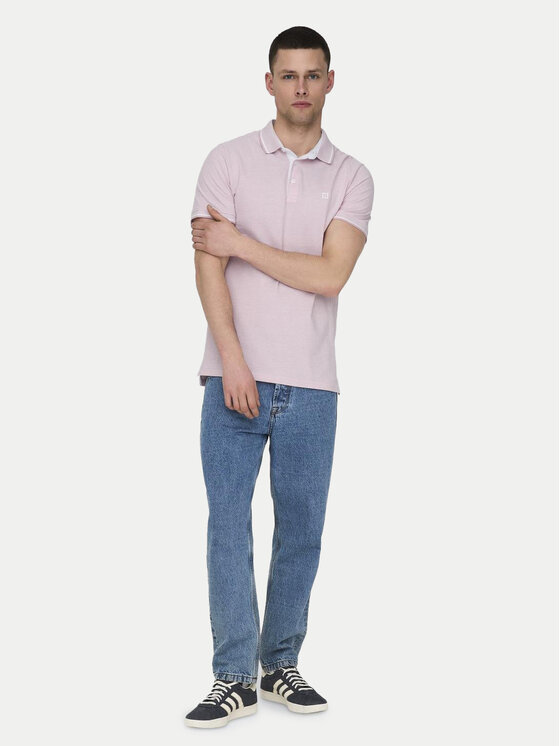 Only & Sons Only & Sons Тениска с яка и копчета Fletcher 22024827 Розов Regular Fit