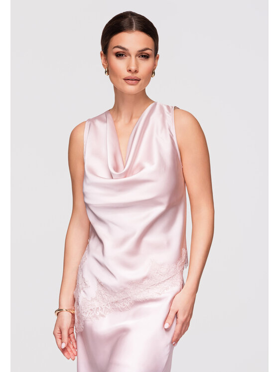 Ombre Ombre Bluzka OW-TS-E0030 Różowy jasny Loose Fit