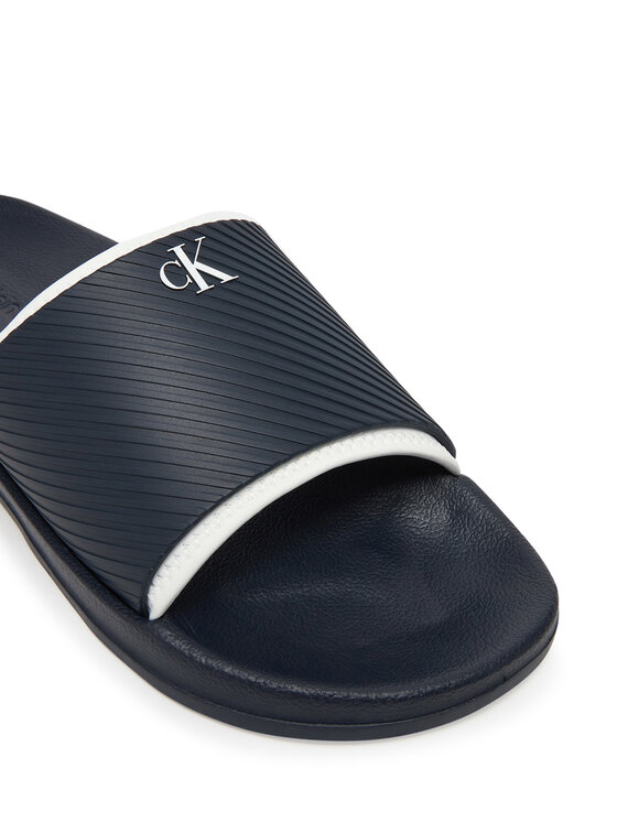 Calvin Klein Jeans Calvin Klein Jeans Klapki Slide Rubber Neoprene Text YM0YM01234 Granatowy