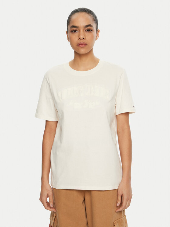 Tommy Jeans Tommy Jeans T-Shirt Varsity DW0DW19444 Bílá Relaxed Fit