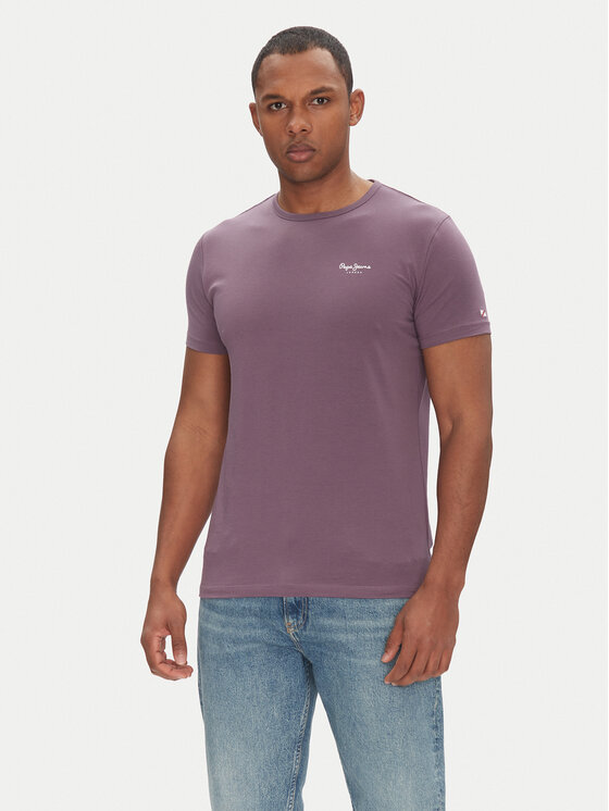 Pepe Jeans Pepe Jeans T-Shirt Original Basic PM508212 Fialová Slim Fit