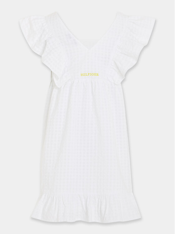 Tommy Hilfiger Tommy Hilfiger Rochie de vară Gingham KG0KG07930 D Alb Relaxed Fit