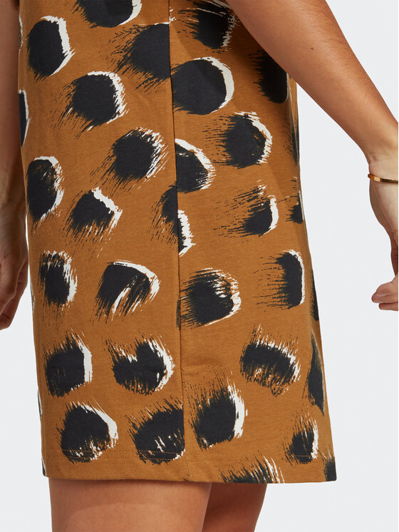 adidas adidas Haljina za svaki dan Essentials 3-Stripes Single Jersey Boyfriend Tee Dress IC9880 Smeđa Loose Fit