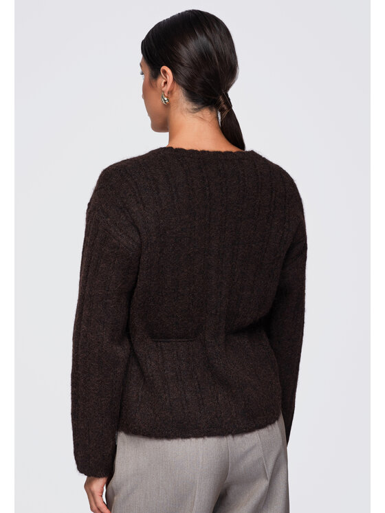 Ombre Ombre Sweter OW-SW-E0012 Brązowy Regular Fit