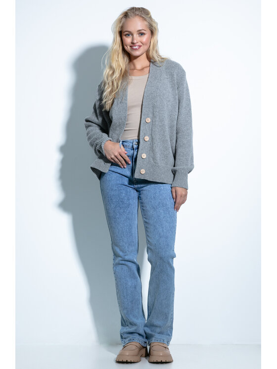 Fobya Fobya Kardigan F1710 Szary Classic Fit