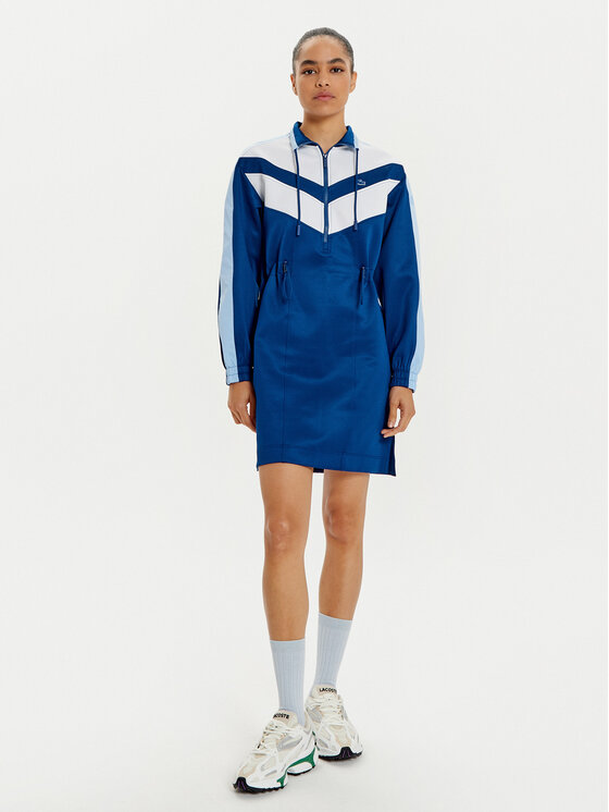 Lacoste Lacoste Pletena obleka EF4946 Modra Relaxed Fit