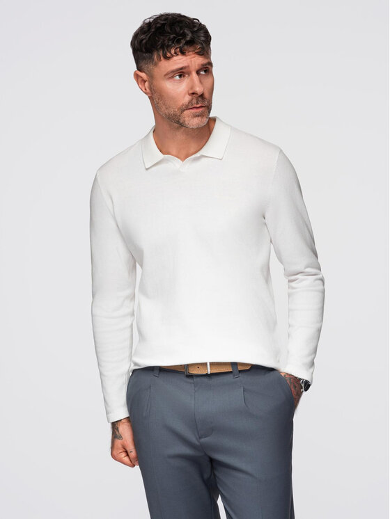 Ombre Ombre Longsleeve OM-POLS-0140 Biały Regular Fit